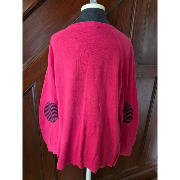 Gap Womens Pink Sweater With Striped Elbow Patches L - Picture 3 of 8